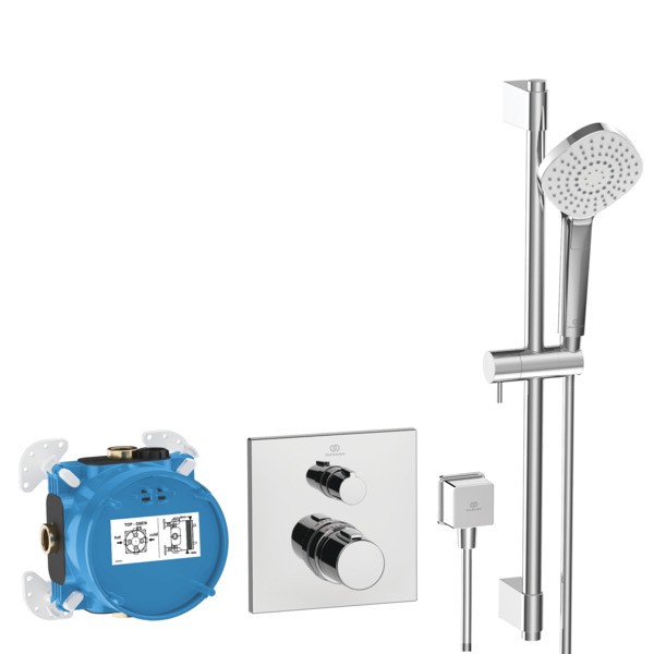 Ideal Standard Armaturen-Bundle Unterputz Ceratherm C100 eckig Chrom, A7599AA