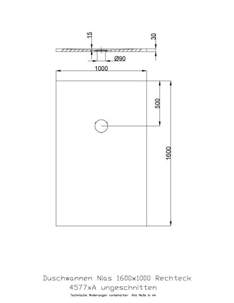 Hoesch Duschwanne Nias 1600x1000x35 strukturierte Oberfläche