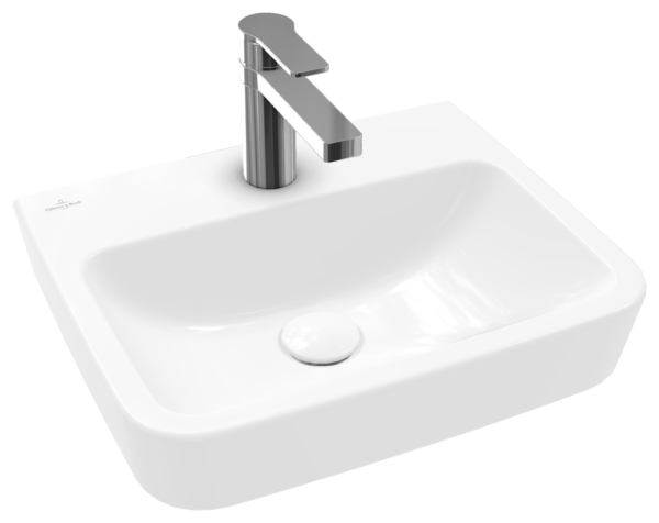 Villeroy & Boch Handwaschbecken O.novo 450x370mm Eckig 1HL. o. ÜL. geschliffen Weiß Alpin cplus, 434