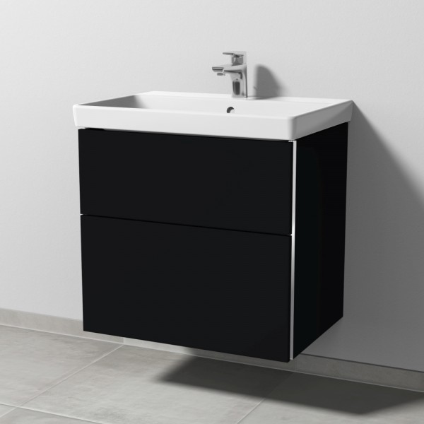 Sanipa 3way Waschtischunterbau zu Villeroy & Boch Avento Waschtisch mit 2 Auszügen, Schwarz-Matt