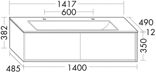 Burgbad Keramik-Waschtisch+Wtu Uomo Preisgruppe 3 Eiche Tabak/Taupe, SHNL142F7476C0040