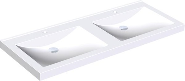 KWC Aquarotter Doppelwaschtisch, QUADRO, MIRANIT, 1400x125x530 mm, Mulden re-eckig, Hl., 2000090013