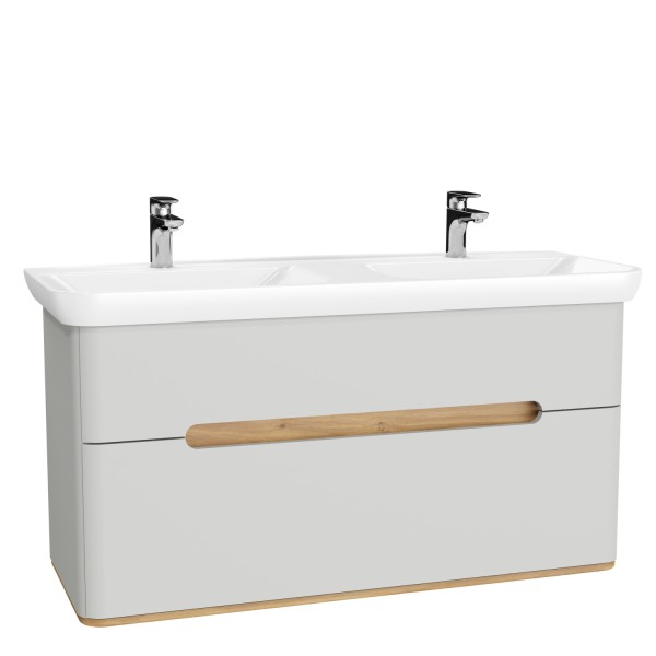 VitrA Sento Set 130 cm Waschtisch + Unterschrank 2 Laden Hellgrau Matt,65991