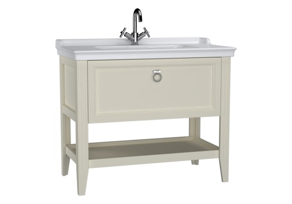 VitrA Valarte Set 100 cm Möbelwaschtisch + Waschtischunterschrank 1 Vollauszug Elfenbein Matt,62185