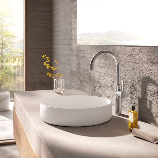 Herzbach DESIGN iX Waschtischmischer XL-Size ohne Ablauf Edelstahl, 17.020320.3.09