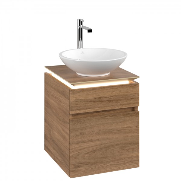 Villeroy & Boch Legato Waschbeckenunterschrank, mit Beleuchtung, 2 Auszüge, 450 x 550 x 500 mm, Kans