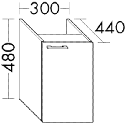 Burgbad Unterschrank Sys30 PG2 Echo 480x350x440 Weiß Hochglanz, WUYP035L461