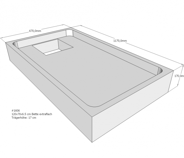 Neuesbad Wannenträger für Bette extraflach 120x70x6,5