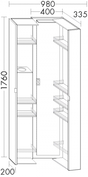 Burgbad Hochschrank Sys30 PG3 Diago 1760x400x335 Sand Matt, HSHD040F3352