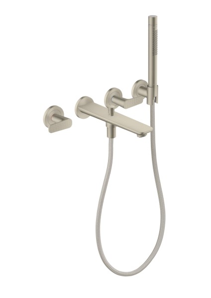 Hansgrohe 3-Loch Fertigset Wannemisch.Wand Unterputz Axor Citterio C mit HB Cubic cut brushed nicke