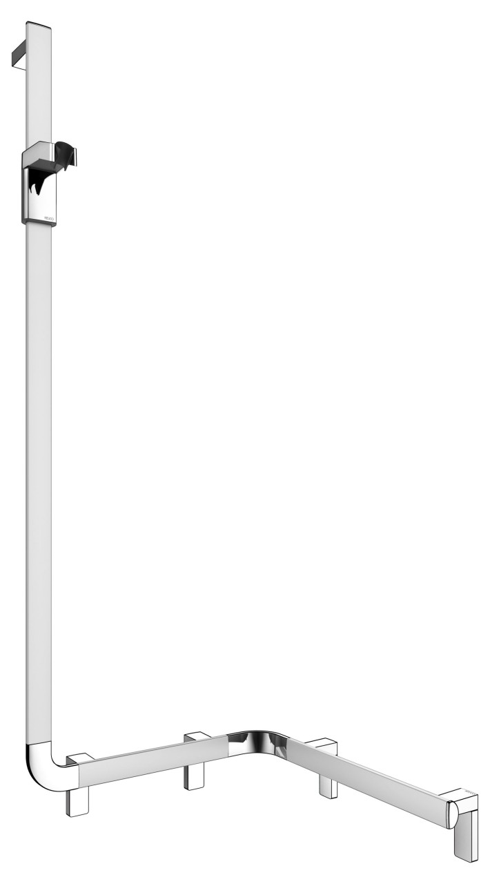 KEUCO AXESS Eck-Duschhandlauf 90° mit Brausestange links, Metall, B: 53,1 H: 130,1 T: 55 cm, 3500817 35008176602