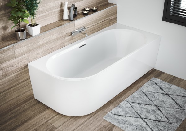 Riho wandstehende Badewanne Desire Corner 184x84 L weiß Sparkle Mood, B088010005
