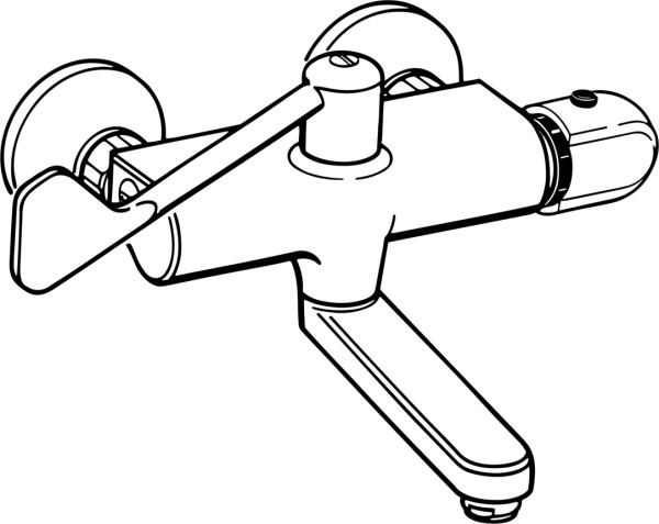 Hansa Waschtisch/Spültisch-Thermostat-Batterie für Wandaufbau Hansatempra 0838 verchromt