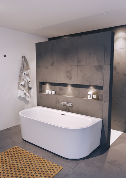 Riho wandstehende Badewanne Desire 180x84 B2W seidenmatt weiß/schwar, B089001220