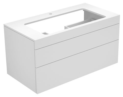 Keuco Waschtischunterbau Edition 400 31582, Hahnloch, weiß/Glas anthrazit klar, 31582700100