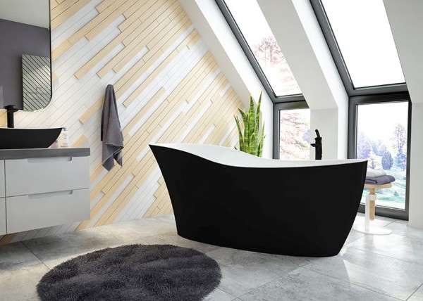Hoesch Badewanne Namur Lounge 1900x900 freistehend Solique, BiColor Weiß-Schwarz, 4493.111305