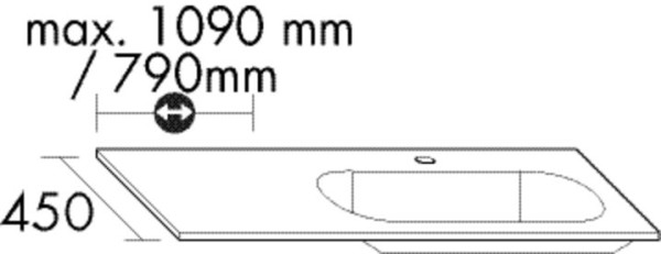 Burgbad Mineralguss Waschtisch-Verlängerung rechtsseitig zu M3 alpinweiss, H:15, T:450mm, MWES999RC0