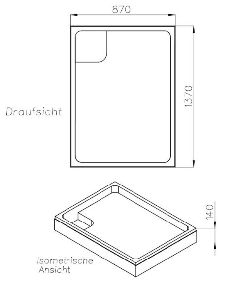 Neuesbad Wannenträger für Laufen Platina 140x90x2,5
