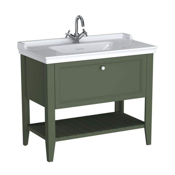 VitrA Valarte Set 100 cm Möbelwaschtisch + Waschtischunterschrank 1 Lade Vintage Grün (Lack),65816