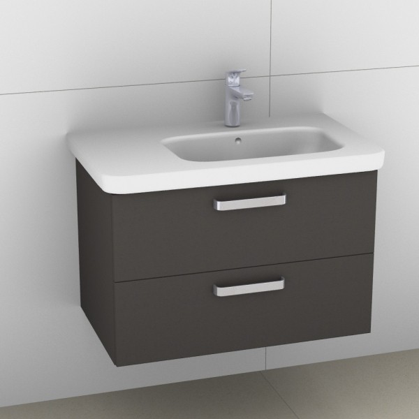 Artiqua 411 Waschtischunterschrank für DuraStyle 232680 Becken rechts Stahlgrau, 411-WU2L-D43-7142-8