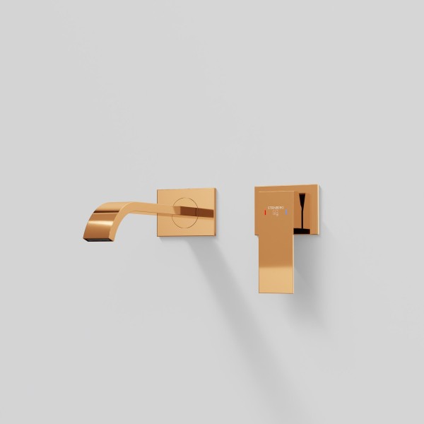 Steinberg Serie 135 Waschtisch-Wand-Einhebelmischer mit Farbhülse, Ausladung 200 mm, rose gold, 135