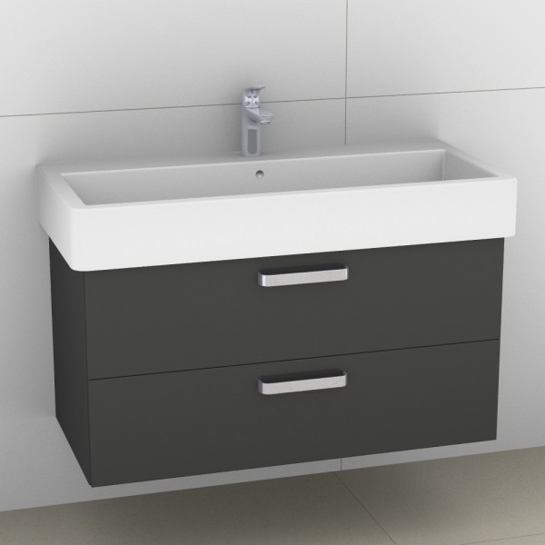 Artiqua 411 Waschtischunterschrank für Vero 045410 mit 1 Armaturbohrung Anthrazit Glanz, 411-WU2L-D2