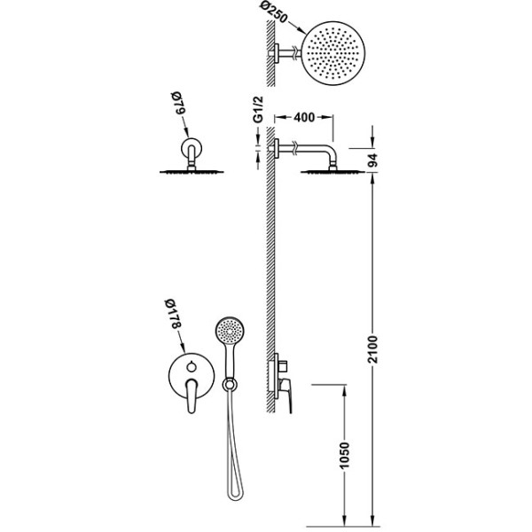 Tres Bausatz 2 Wege Unterputz Einhebelmischer Rapid box für die Dusche , 20438004