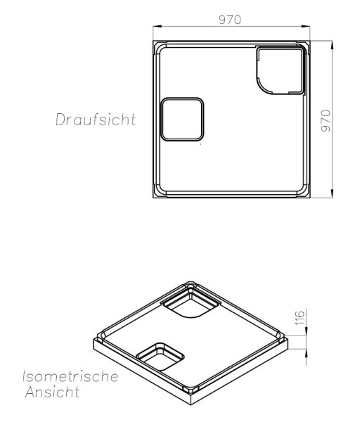 Neuesbad Wannenträger für Kaldewei Superplan SF NEU 100x100x2,5