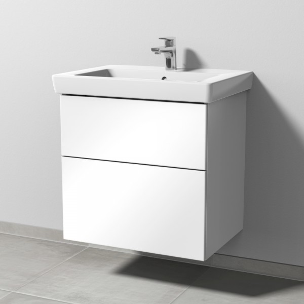 Sanipa 3way Waschtischunterbau zu Villeroy & Boch Subway 2.0 Waschtisch mit 2 Auszügen, Weiß-Glanz