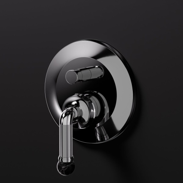 Steinberg Serie 355 Fertigmontageset für Wanne/Brause-Einhebelmischer, Chrom / Nero Marquina