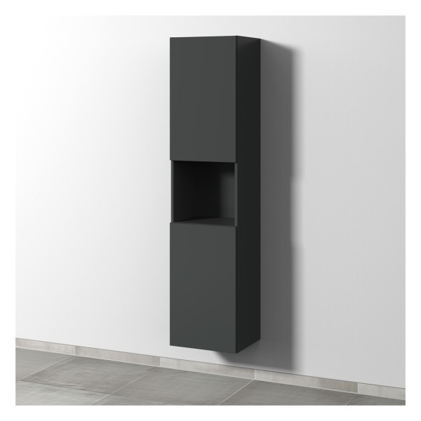 Sanipa 3way Hochschrank mit 2 Türen und 1 offenem Fach, Anthrazit-Matt