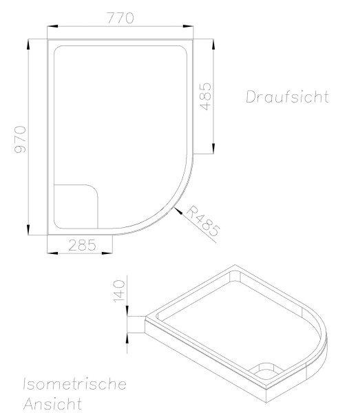 Neuesbad Wannenträger für Kaldewei Zirkon 100x80x3,5 Viertelkreis