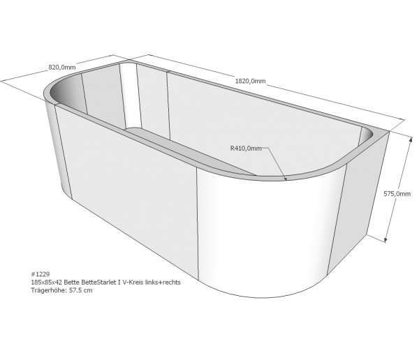 Neuesbad Wannenträger für Bette Starlet 1 185x85 oval