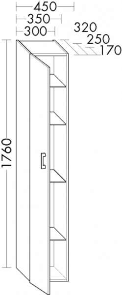 Burgbad Hochschrank Sys30 PG2 Echo 1760x350x320 Marone Dekor Trüffel, HSCN035LF1717