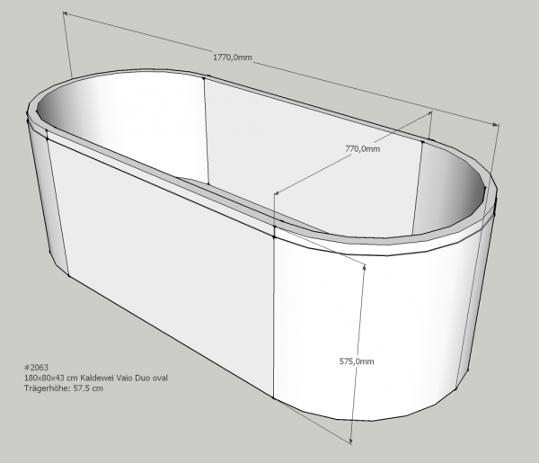 Neuesbad Wannenträger für Kaldewei Vaio Duo Nr.951 180x80 oval