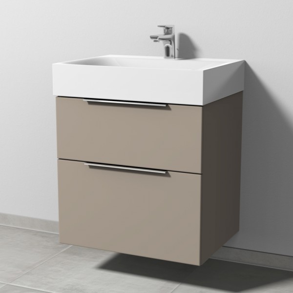 Sanipa 3way Waschtischunterbau zu Kaldewei Silenio Waschtisch mit 2 Auszügen, Sandgrau-Matt