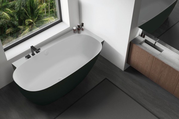 Hoesch Badewanne LaBrillante 1800x800 Ecke Rechts Weiß-Schwarz, mit Überlauf, 4532.111