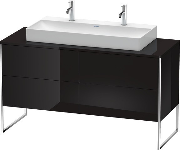 Duravit XSquare Konsolenwaschtischunterbau bodenstehend Schwarz Hochglanz 1400x548x778 mm - XS4925M4