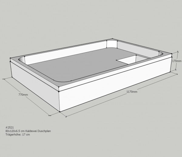 Neuesbad Wannenträger für Kaldewei Duschplan 80x120x6,5