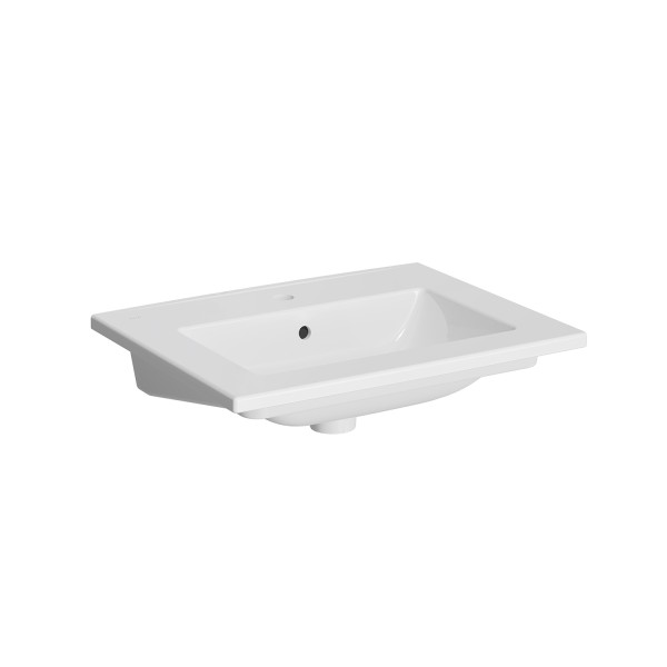 VitrA New S20 Square Möbelwaschtisch mit Hahnloch mittig 60 x 46 x 17 Weiß Hochglanz,7676B003-0001