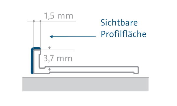 HSK Abschlussprofil flächenbündig ca. 23 × 5,2 x 2550 mm, chromoptik, 930009-41