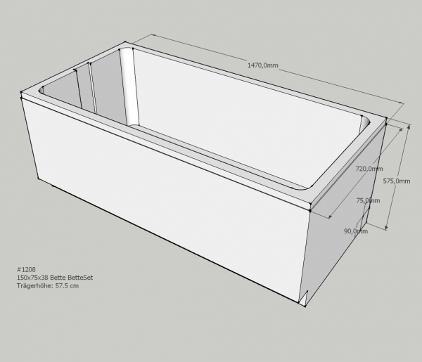 Neuesbad Wannenträger für Bette Set 150x75