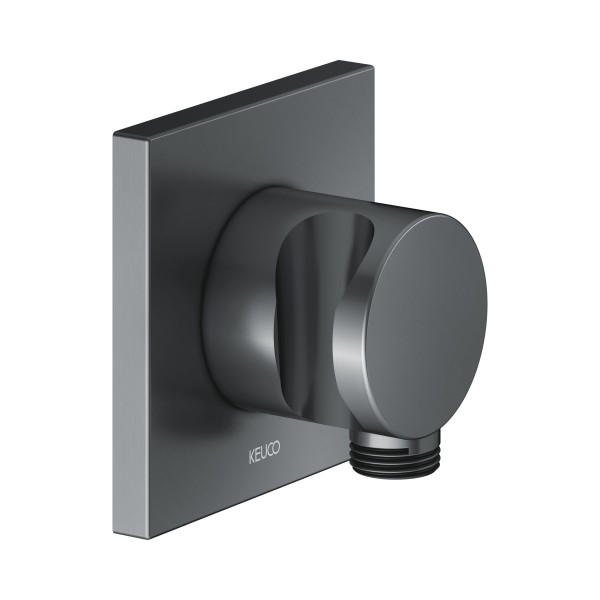 Keuco Schlauchanschluss IXMO 59592, mit Brausehalter, eckig,Schwarzchrom gebürstet,59592130002