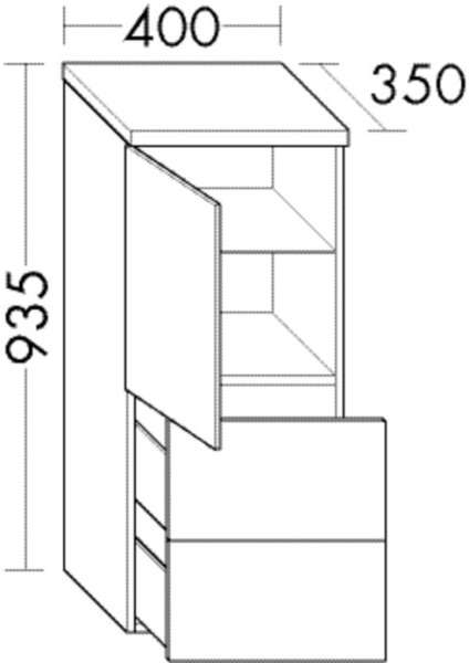 Burgbad Halbhochschrank Sinea HGL 935x400x350 Schilf Hochglanz, UHFI040LF1770