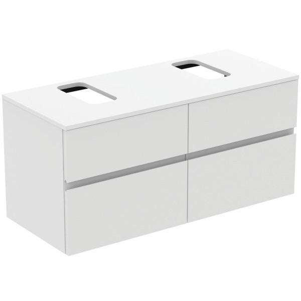 Ideal Standard Waschtischunterschrank Finesse Ausschnitt r/l 1202x505x558mm 4 Auszüge Weiss matt, E3