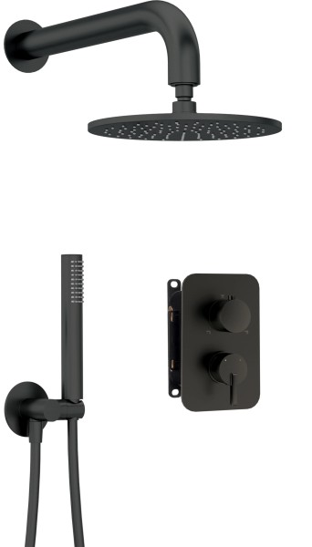 Neuesbad Serie 600 Unterputz Dusch-Set und Kopfbrause, Oberfläche: schwarz matt