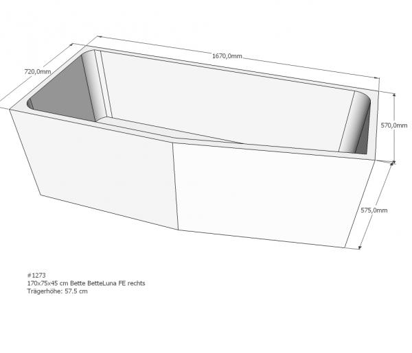 Neuesbad Wannenträger für Bette Luna 170x75 Ausf.re