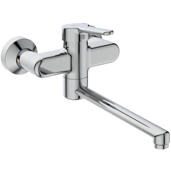 Ideal Standard Wand-WT-Armatur CERAPLUS 2,5l/min., Ausld.330-349mm,absp.S-Anschlüsse, Chrom, BC113AA