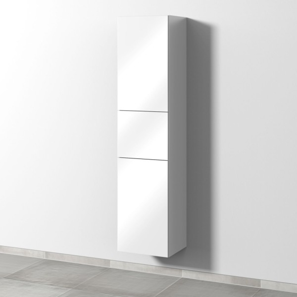 Sanipa 3way Hochschrank mit 2 Türen und 1 Auszug, Weiß-Glanz