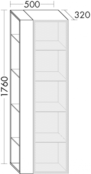 Burgbad Hochschrank Yumo PG1 1760x500x320 Eiche Dekor Silber, HSKG050LF6072